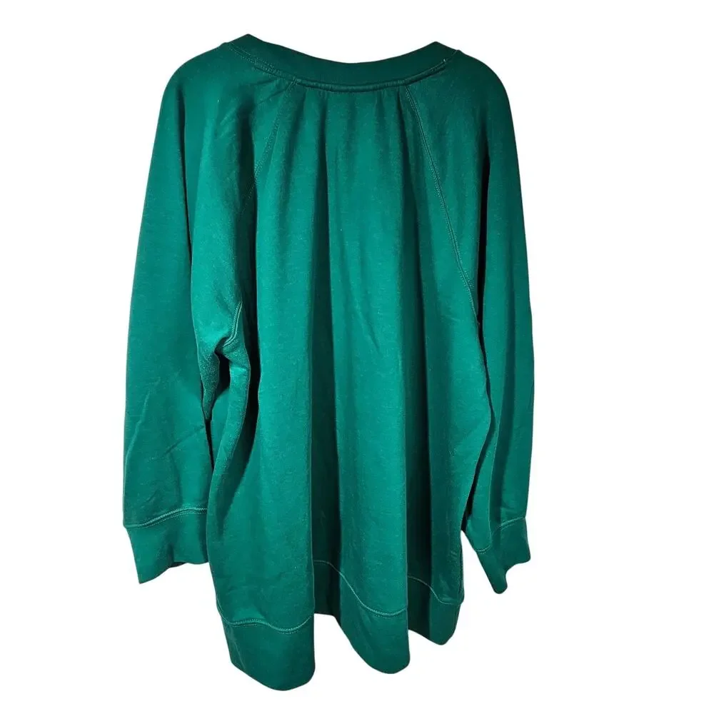 Style & Co Green Crewneck Christmas Sweatshirt Fleece Navidad Women's 2X